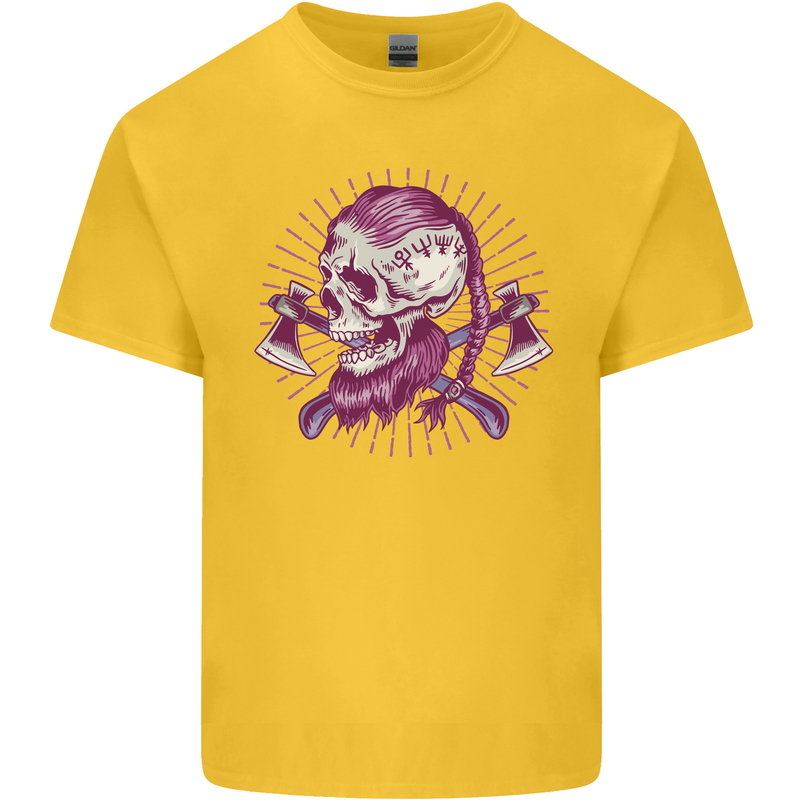 Viking Axe Skull Kids T-Shirt Childrens Yellow