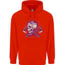 Viking Axe Skull Mens 80% Cotton Hoodie Bright Red