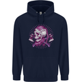 Viking Axe Skull Mens 80% Cotton Hoodie Navy Blue