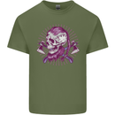 Viking Axe Skull Mens Cotton T-Shirt Tee Top Military Green