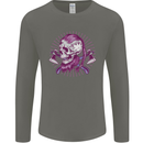 Viking Axe Skull Mens Long Sleeve T-Shirt Charcoal