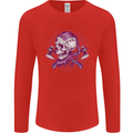 Viking Axe Skull Mens Long Sleeve T-Shirt Red