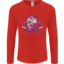 Viking Axe Skull Mens Long Sleeve T-Shirt Red