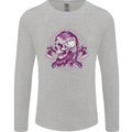 Viking Axe Skull Mens Long Sleeve T-Shirt Sports Grey