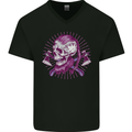 Viking Axe Skull Mens V-Neck Cotton T-Shirt Black