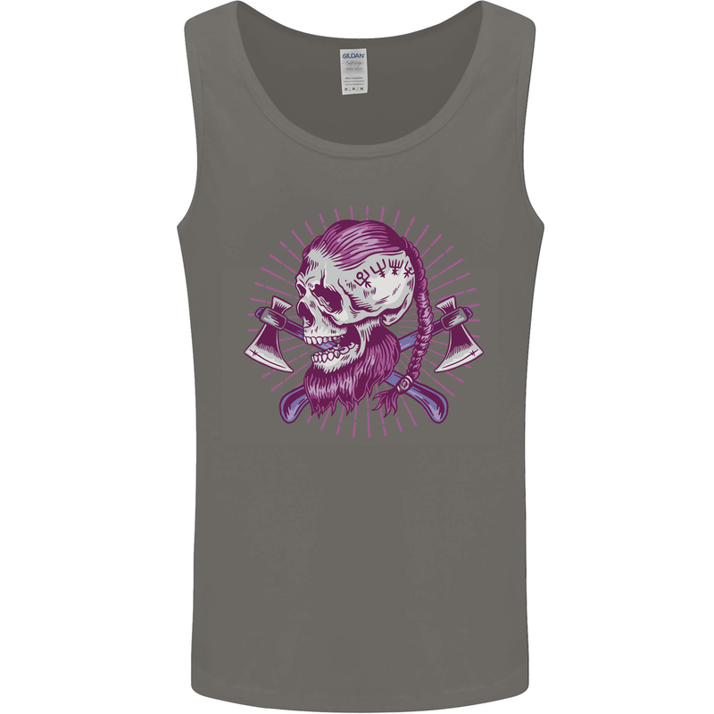 Viking Axe Skull Mens Vest Tank Top Charcoal