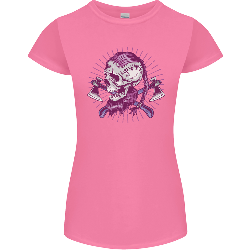 Viking Axe Skull Womens Petite Cut T-Shirt Azalea