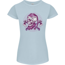 Viking Axe Skull Womens Petite Cut T-Shirt Light Blue