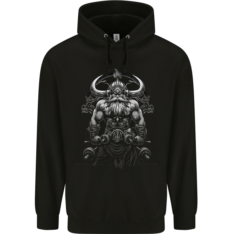 Viking Bodybuilder Gym Fantasy Mens 80% Cotton Hoodie Black