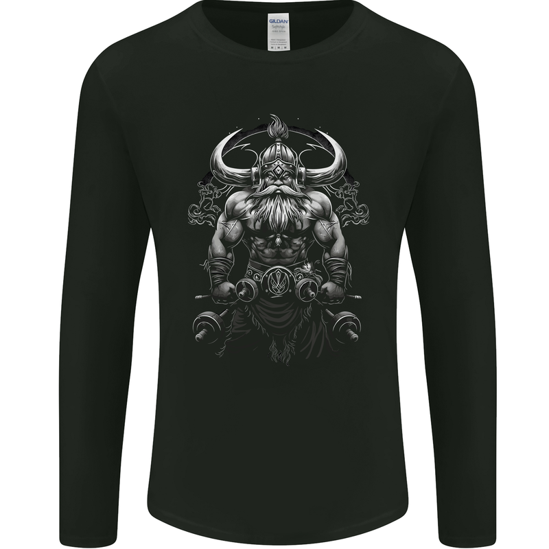 Viking Bodybuilder Gym Fantasy Mens Long Sleeve T-Shirt Black