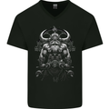 Viking Bodybuilder Gym Fantasy Mens V-Neck Cotton T-Shirt Black