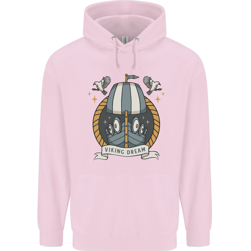 Viking Dream Ship Mens 80% Cotton Hoodie Light Pink