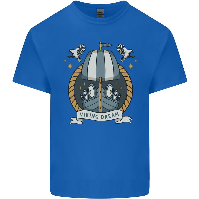 Viking Dream Ship Mens Cotton T-Shirt Tee Top Royal Blue