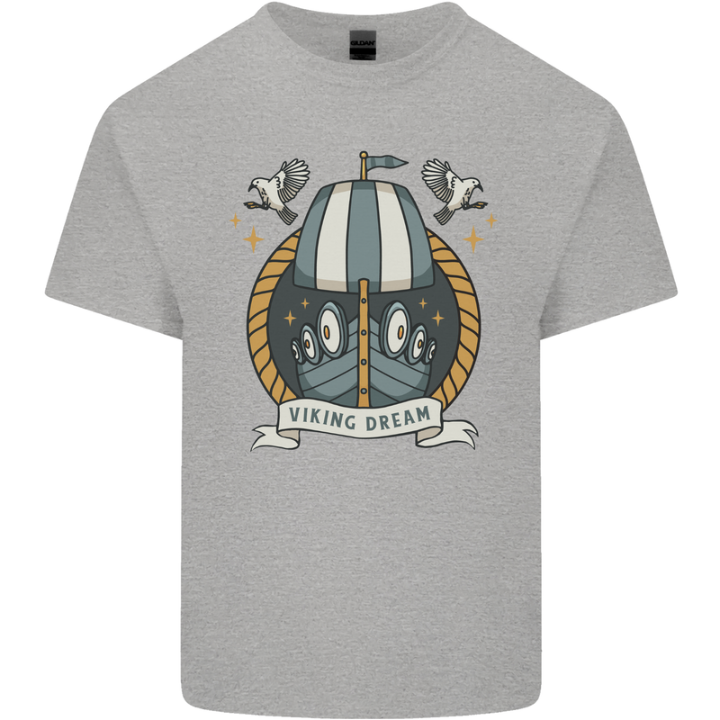 Viking Dream Ship Mens Cotton T-Shirt Tee Top Sports Grey