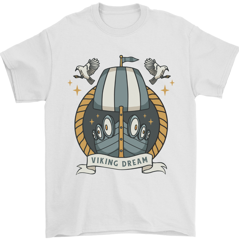 Viking Dream Ship Mens T-Shirt 100% Cotton White