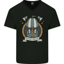Viking Dream Ship Mens V-Neck Cotton T-Shirt Black