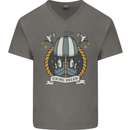 Viking Dream Ship Mens V-Neck Cotton T-Shirt Charcoal