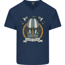Viking Dream Ship Mens V-Neck Cotton T-Shirt Navy Blue