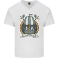 Viking Dream Ship Mens V-Neck Cotton T-Shirt White