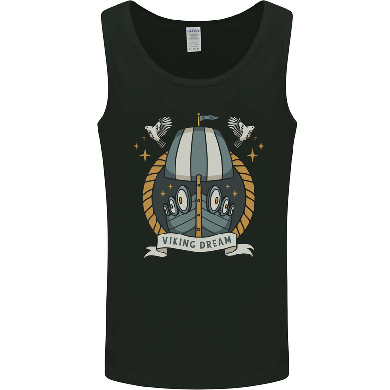 Viking Dream Ship Mens Vest Tank Top Black