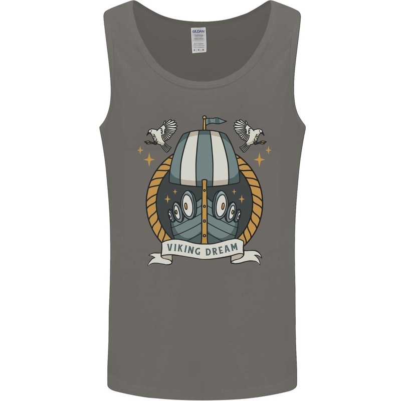 Viking Dream Ship Mens Vest Tank Top Charcoal