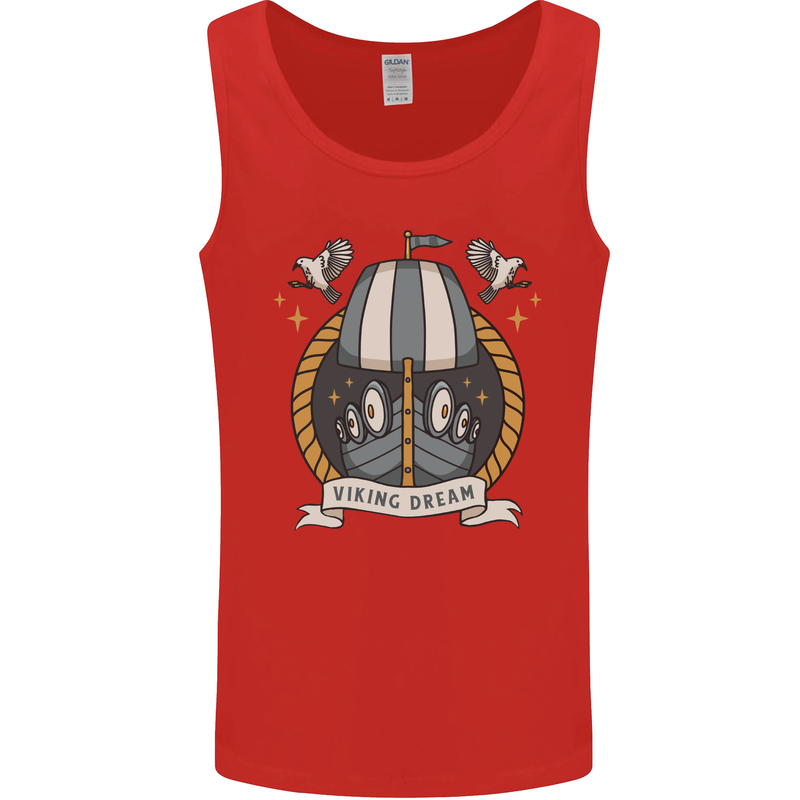 Viking Dream Ship Mens Vest Tank Top Red