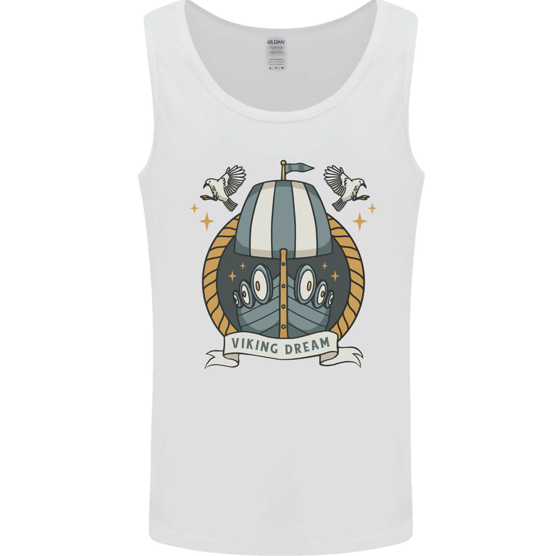 Viking Dream Ship Mens Vest Tank Top White