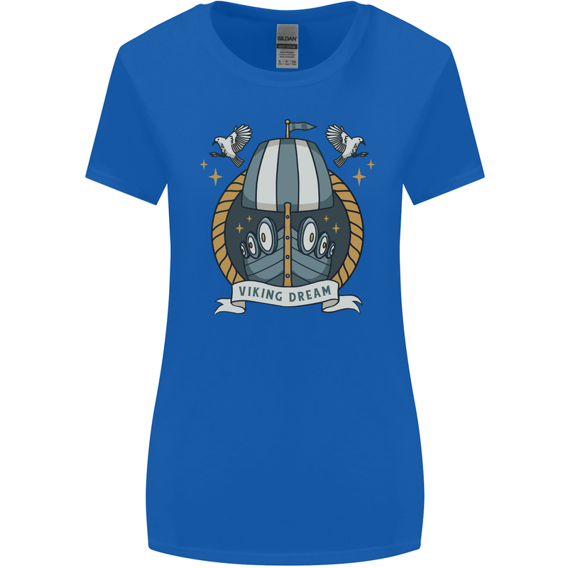 Viking Dream Ship Womens Wider Cut T-Shirt Royal Blue