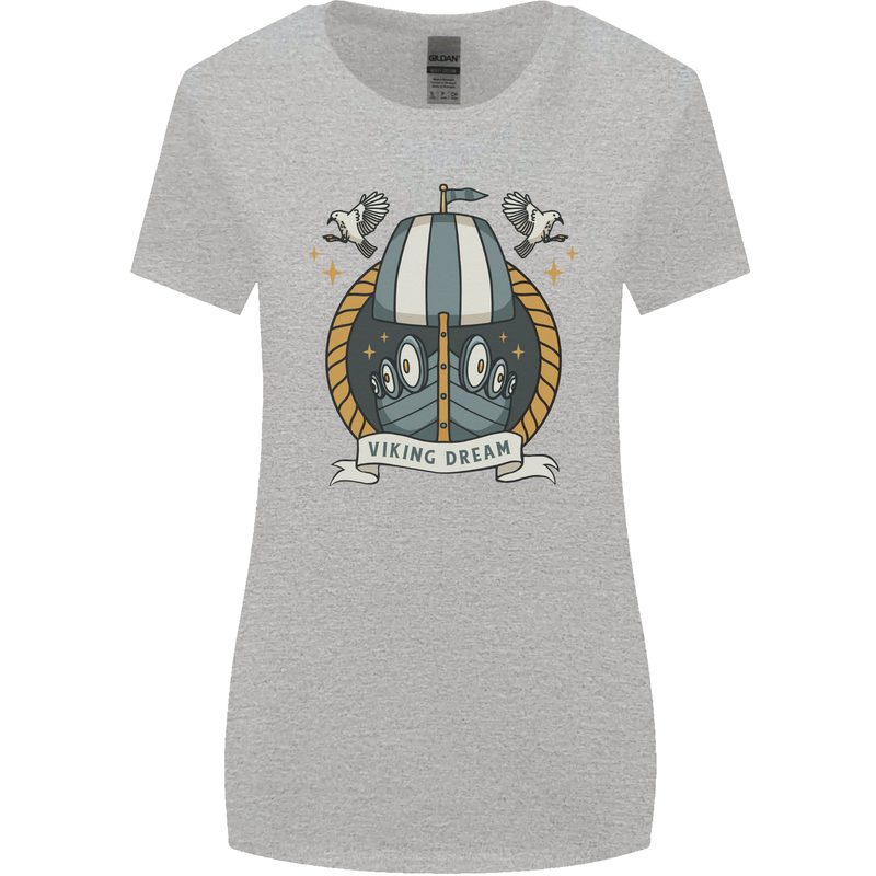 Viking Dream Ship Womens Wider Cut T-Shirt Sports Grey