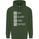 Viking Eat Sleep Raid Thor Valhalla Funny Mens 80% Cotton Hoodie Forest Green