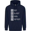 Viking Eat Sleep Raid Thor Valhalla Funny Mens 80% Cotton Hoodie Navy Blue