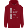 Viking Eat Sleep Raid Thor Valhalla Funny Mens 80% Cotton Hoodie Red