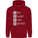 Viking Eat Sleep Raid Thor Valhalla Funny Mens 80% Cotton Hoodie Red