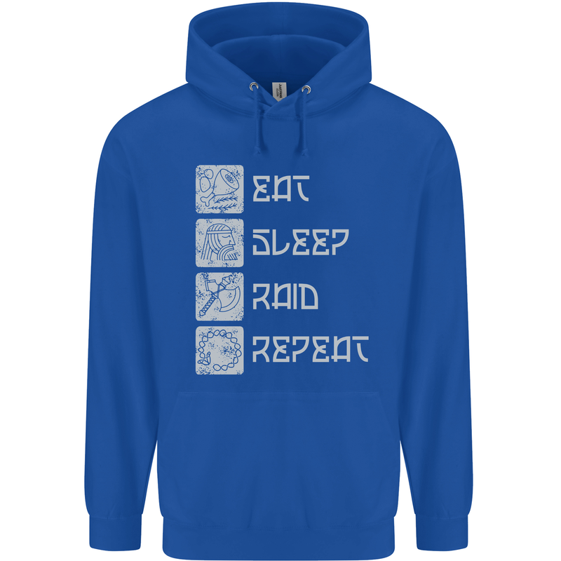 Viking Eat Sleep Raid Thor Valhalla Funny Mens 80% Cotton Hoodie Royal Blue