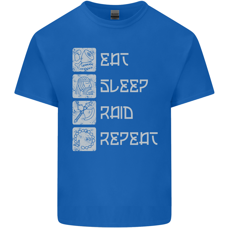 Viking Eat Sleep Raid Thor Valhalla Funny Mens Cotton T-Shirt Tee Top Royal Blue