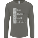 Viking Eat Sleep Raid Thor Valhalla Funny Mens Long Sleeve T-Shirt Charcoal