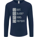 Viking Eat Sleep Raid Thor Valhalla Funny Mens Long Sleeve T-Shirt Navy Blue
