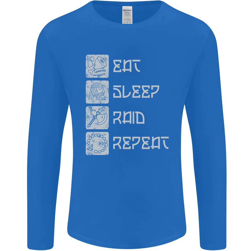 Viking Eat Sleep Raid Thor Valhalla Funny Mens Long Sleeve T-Shirt Royal Blue