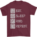 Viking Eat Sleep Raid Thor Valhalla Funny Mens T-Shirt 100% Cotton Maroon