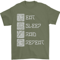 Viking Eat Sleep Raid Thor Valhalla Funny Mens T-Shirt 100% Cotton Military Green