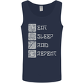 Viking Eat Sleep Raid Thor Valhalla Funny Mens Vest Tank Top Navy Blue