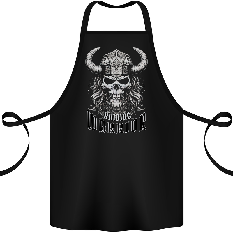 Viking Raiding Warrior Skull Cotton Apron 100% Organic Black