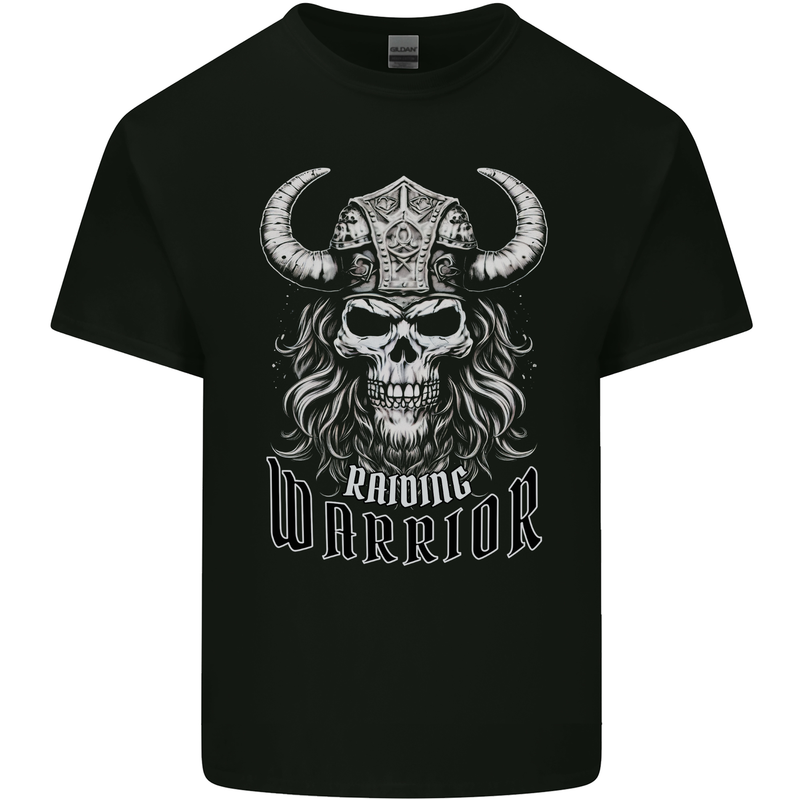 Viking Raiding Warrior Skull Mens Cotton T-Shirt Tee Top Black