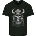 Viking Raiding Warrior Skull Mens V-Neck Cotton T-Shirt Black