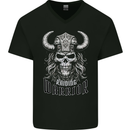 Viking Raiding Warrior Skull Mens V-Neck Cotton T-Shirt Black