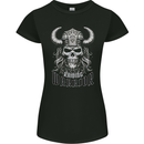 Viking Raiding Warrior Skull Womens Petite Cut T-Shirt Black