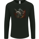 Viking Rocker Rock n Roll Heavy Metal Guitar Skull Mens Long Sleeve T-Shirt Black