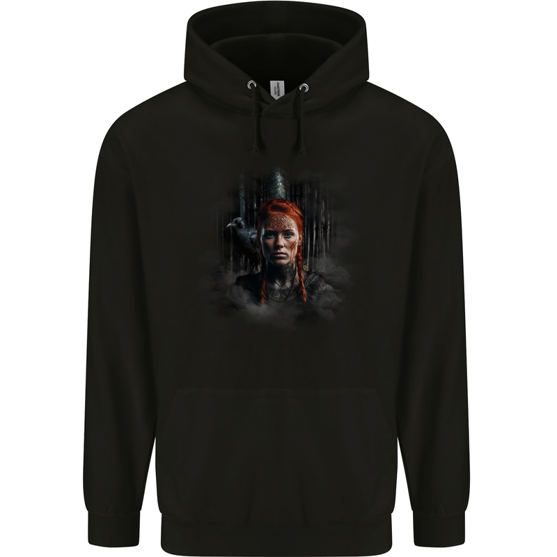 Viking Shield Maiden Woman Warrior Mens 80% Cotton Hoodie Black