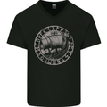 Viking Ship With Norse Text Mens V-Neck Cotton T-Shirt Black