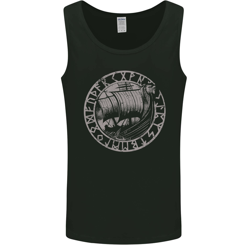 Viking Ship With Norse Text Mens Vest Tank Top Black